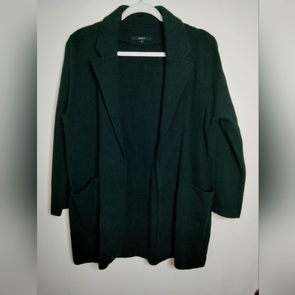 Quince (Size S) Black Classic Knit Open Front LS Deep Slip Pocket Blazer Jacket